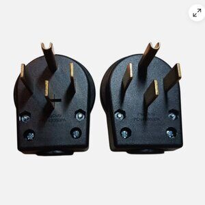 NEMA PA-1450P 50A 125/250V Male Rewireable Plug Black Dryer RV Generator 2 Pack